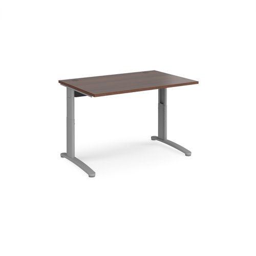 TR10 height settable straight desk 1200mm x 800mm - silver frame, walnut top