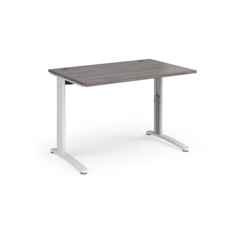 TR10 height settable straight desk 1200mm x 800mm - white frame, grey oak top