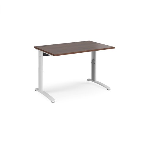 TR10 height settable straight desk 1200mm x 800mm - white frame, walnut top