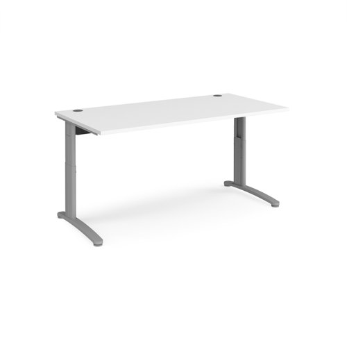 TR10 height settable straight desk 1600mm x 800mm - silver frame, white top
