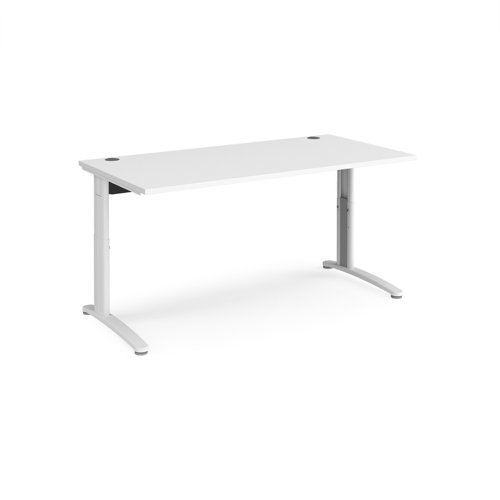 TR10 height settable straight desk 1600mm x 800mm - white frame, white top