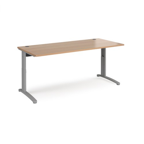 TR10 height settable straight desk 1800mm x 800mm - silver frame, beech top