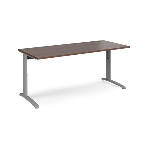 TR10 height settable straight desk 1800mm x 800mm - silver frame, walnut top