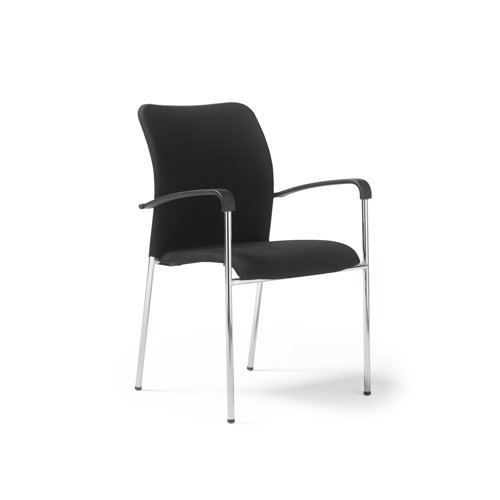 Tori upholstered seat and back, chrome frame stacking chair, arms