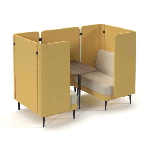 Trinity 2 person meeting booth with no arms and made to order table for integrated power - made to order