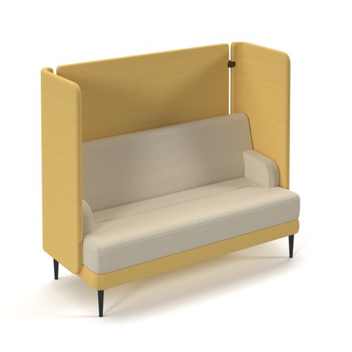 Trinity high back double sofa with arms, soft cushioned seat with steel leg frames and optional integrated power - made to order
