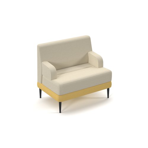 Trinity low back single sofa with arms, soft cushioned seat with steel leg frames and optional integrated power - made to order