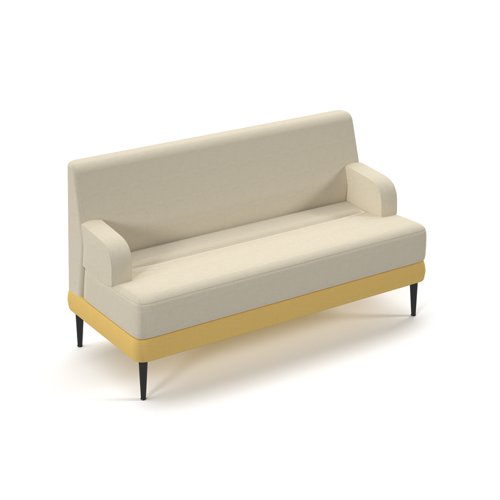 Trinity low back double sofa with arms, soft cushioned seat with steel leg frames and optional integrated power - made to order