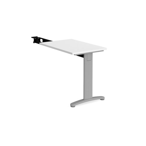 TR10 single return desk 800mm x 600mm - silver frame and white top