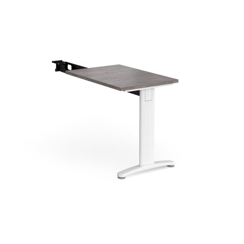 TR10 single return desk 800mm x 600mm - white frame, grey oak top TR86WGO Buy online at Office 5Star or contact us Tel 01594 810081 for assistance