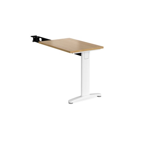 TR10 single return desk 800mm x 600mm - white frame, oak top TR86WO Buy online at Office 5Star or contact us Tel 01594 810081 for assistance