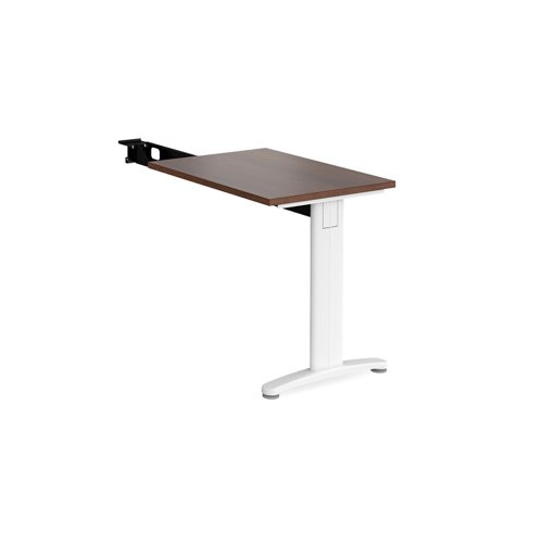 TR10 single return desk 800mm x 600mm - white frame, walnut top