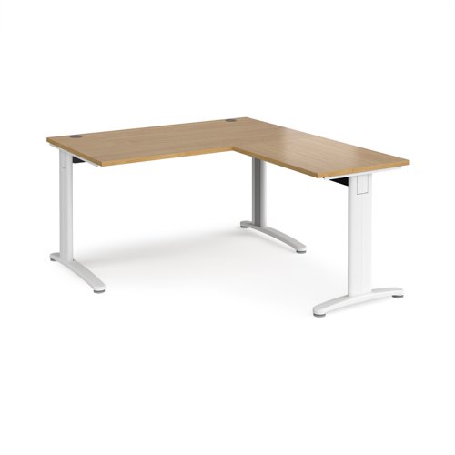 TR10 desk 1400mm x 800mm with 800mm return desk - white frame, oak top