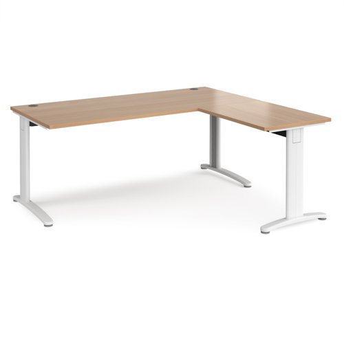 TR10 desk 1800mm x 800mm with 800mm return desk - white frame, beech top