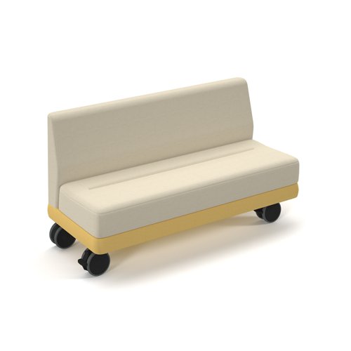 Trinity low back double sofa with no arms mobile with castors - made to order
