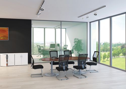 Trumpet base radial end boardroom table 2400mm x 1000mm - beech