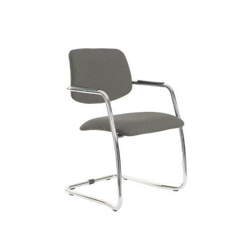 Tuba chrome cantilever frame conference chair with half upholstered back - Slip Grey