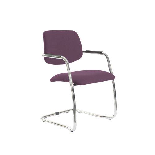 Tuba chrome cantilever frame conference chair with half upholstered back - Bridgetown Purple