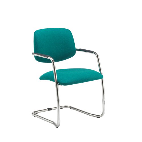 Tuba chrome cantilever frame conference chair with half upholstered back - made to order