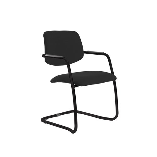 Tuba black cantilever frame conference chair with half upholstered back - Havana Black