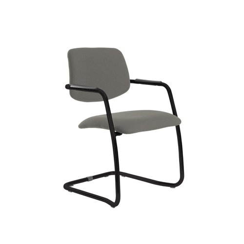 Tuba black cantilever frame conference chair with half upholstered back - Slip Grey