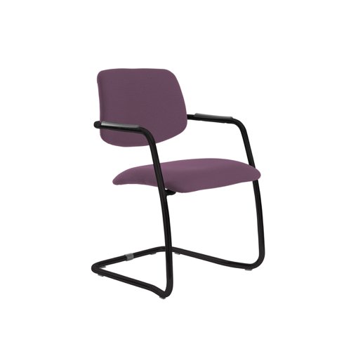 Tuba black cantilever frame conference chair with half upholstered back - Bridgetown Purple