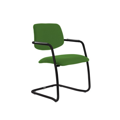 Tuba black cantilever frame conference chair with half upholstered back - Lombok Green