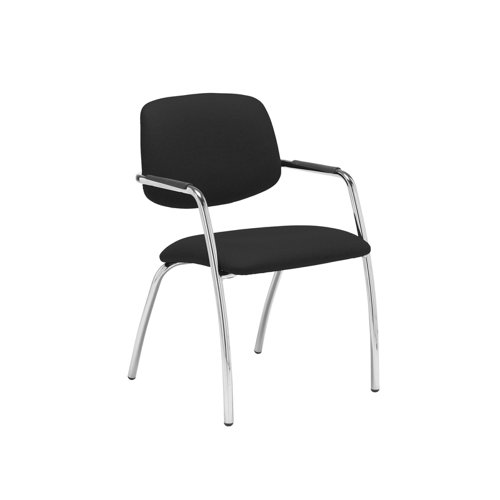 Tuba chrome 4 leg frame conference chair with half upholstered back - Havana Black