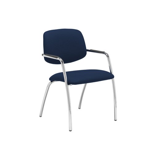 Tuba chrome 4 leg frame conference chair with half upholstered back - Costa Blue