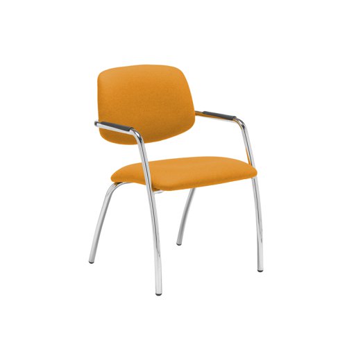 Tuba chrome 4 leg frame conference chair with half upholstered back - Solano Yellow