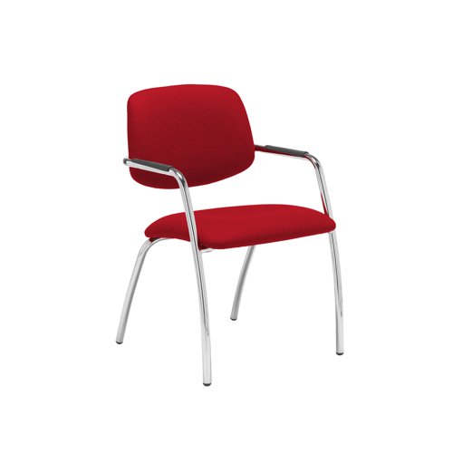 Tuba chrome 4 leg frame conference chair with half upholstered back - Panama Red
