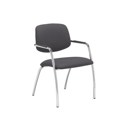 Tuba chrome 4 leg frame conference chair with half upholstered back - Blizzard Grey