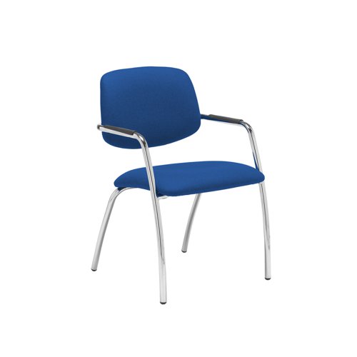 Tuba chrome 4 leg frame conference chair with half upholstered back - Scuba Blue