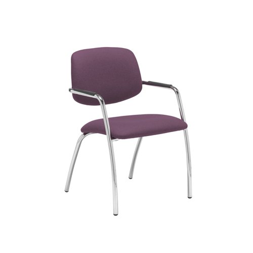 Tuba chrome 4 leg frame conference chair with half upholstered back - Bridgetown Purple