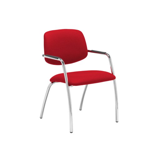 Tuba chrome 4 leg frame conference chair with half upholstered back - Balize Red