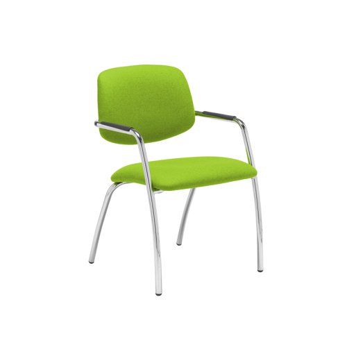 Tuba chrome 4 leg frame conference chair with half upholstered back - Madura Green