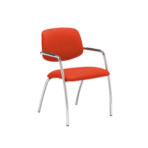 Tuba chrome 4 leg frame conference chair with half upholstered back - Tortuga Orange