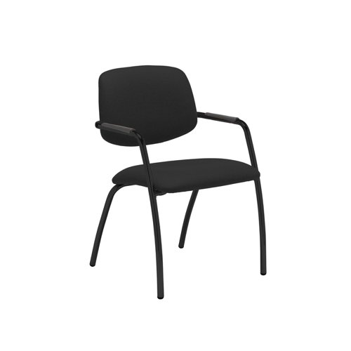Tuba black 4 leg frame conference chair with half upholstered back - Havana Black