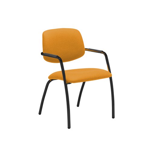 Tuba black 4 leg frame conference chair with half upholstered back - Solano Yellow