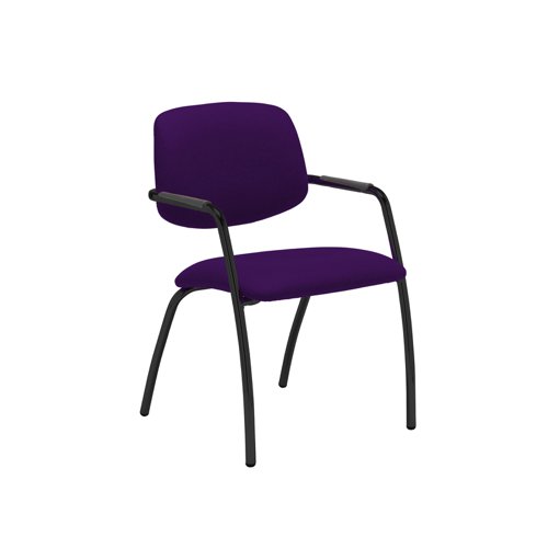 Tuba black 4 leg frame conference chair with half upholstered back - Tarot Purple