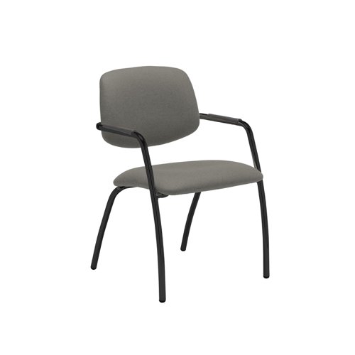 Tuba black 4 leg frame conference chair with half upholstered back - Slip Grey