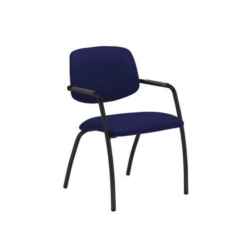 Tuba black 4 leg frame conference chair with half upholstered back - Ocean Blue