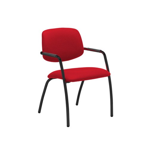 Tuba black 4 leg frame conference chair with half upholstered back - Balize Red