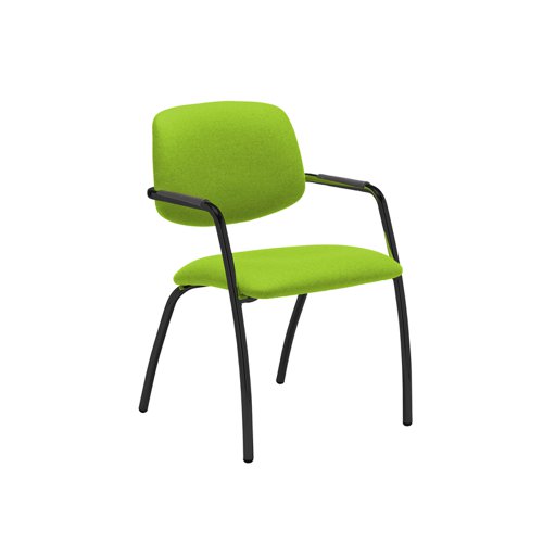 Tuba black 4 leg frame conference chair with half upholstered back - Madura Green