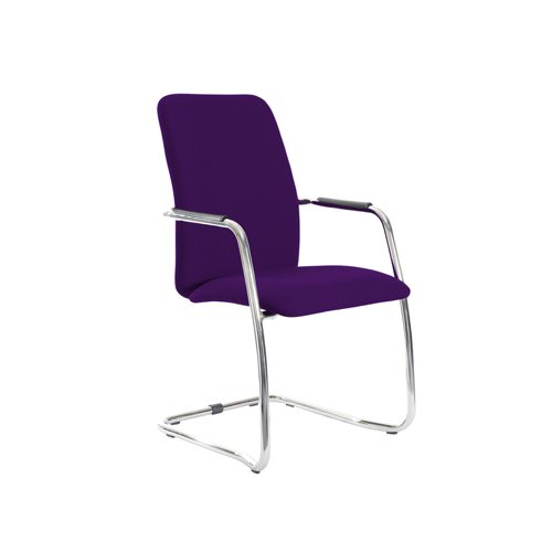 Tuba chrome cantilever frame conference chair with fully upholstered back - Tarot Purple