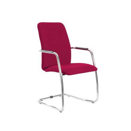 Tuba chrome cantilever frame conference chair with fully upholstered back - Diablo Pink