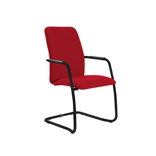 Tuba black cantilever frame conference chair with fully upholstered back - Panama Red