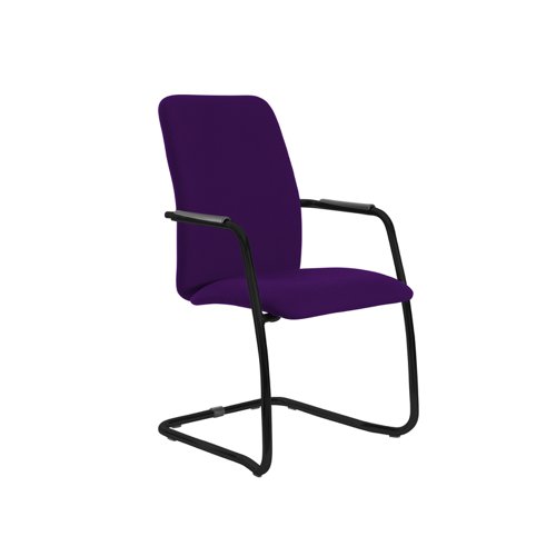 Tuba black cantilever frame conference chair with fully upholstered back - Tarot Purple