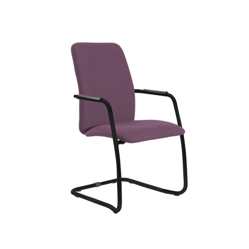 Tuba black cantilever frame conference chair with fully upholstered back - Bridgetown Purple
