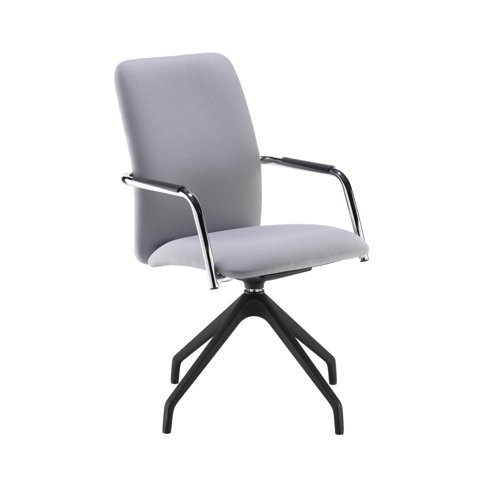 Tuba black pyramid base frame conference chair with fully upholstered back - made to order